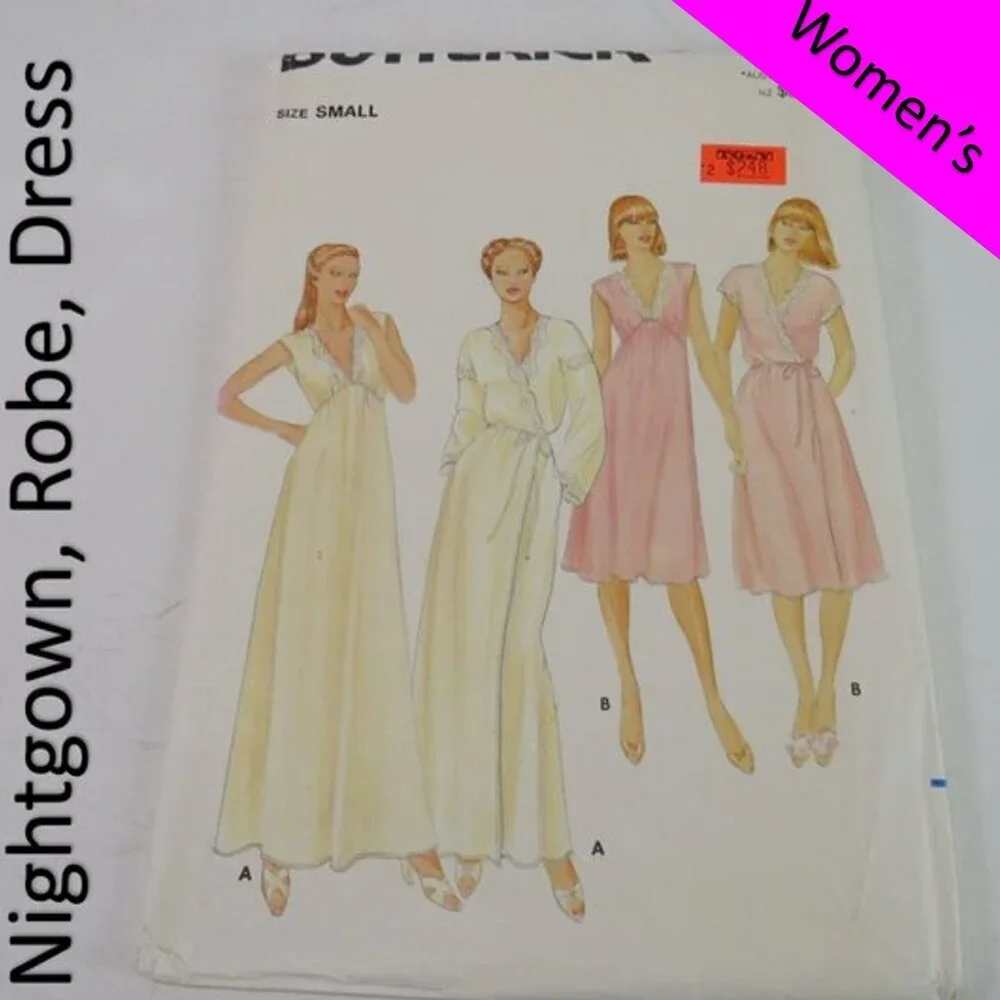 Butterick 4096 sewing pattern nightgown, robe UNCUT